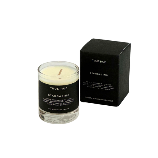 True Hue stargazing candle with packaging on a white background
